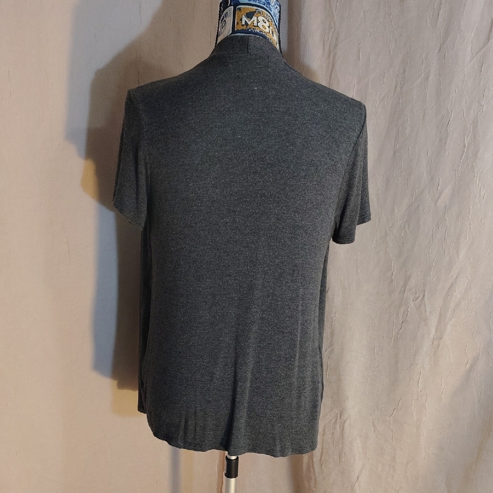NAIF Gray Open-Front Cardigan with White Knit Top - Picture 3 of 6